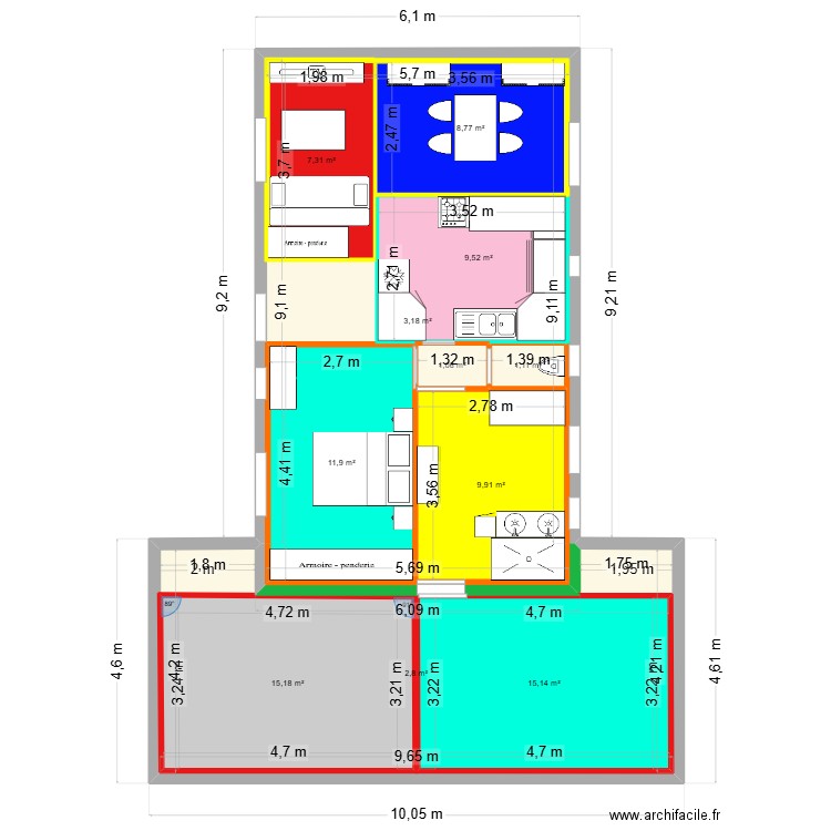 rénovation mainon. Plan de 11 pièces et 172 m2