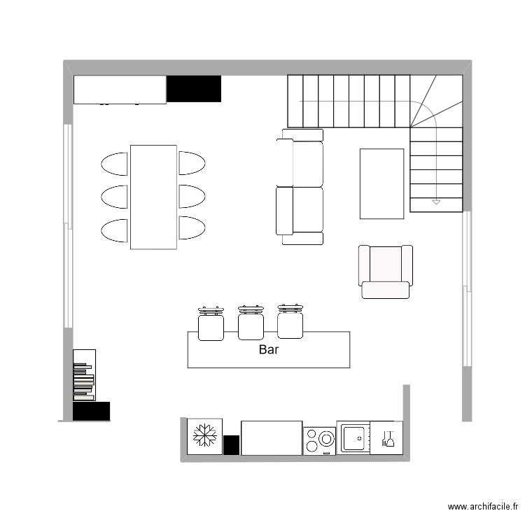 PLAN V1 avec escalier. Plan de 0 pièce et 0 m2