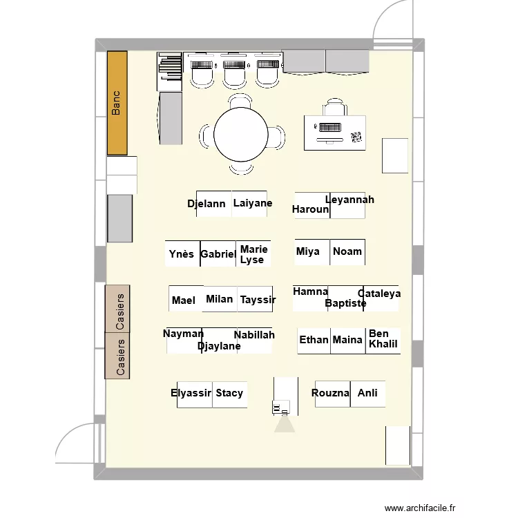 Classe P2 V1. Plan de 