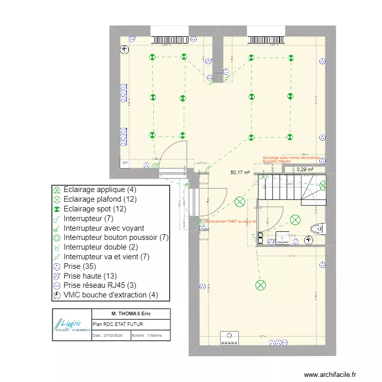 Eric THOMAS RDC futur. Plan de 6  et 140 m²