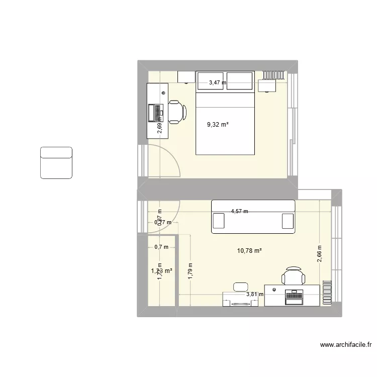 Appart Sgr (chambre d'amis et bureau). Plan de Appart Sgr (chambre d'amis et bureau). Plan de