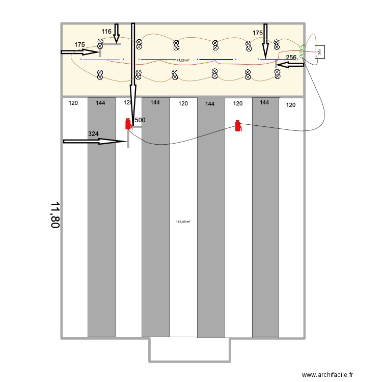 iluminación escenario sala 1. Plan de 2 pièces et 184 m2