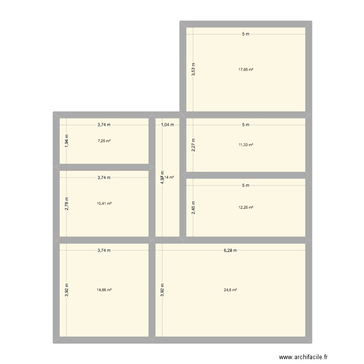 test 1. Plan de 8 pièces et 103 m2