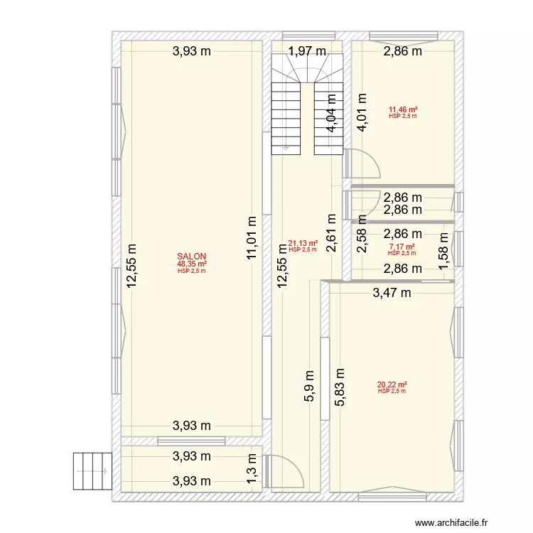 RDC. Plan de 5 Pièces et 108 m²