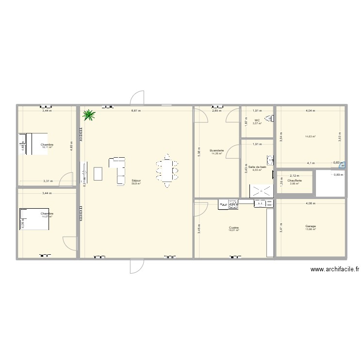 GOLLIARDON. Plan de 10 pièces et 161 m2
