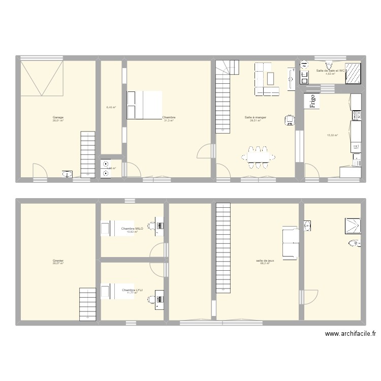 maison. Plan de 11 pièces et 235 m2