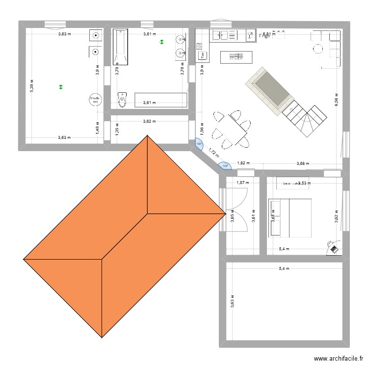 MAISON AUTO 2. Plan de 6 pièces et 120 m2