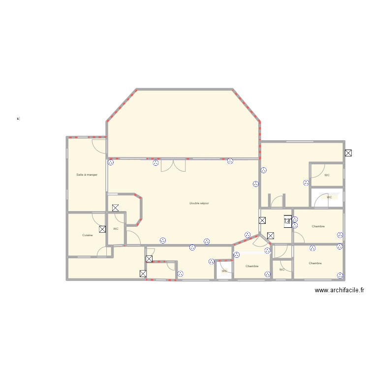 PROJECT2. Plan de 17 pièces et 139 m2