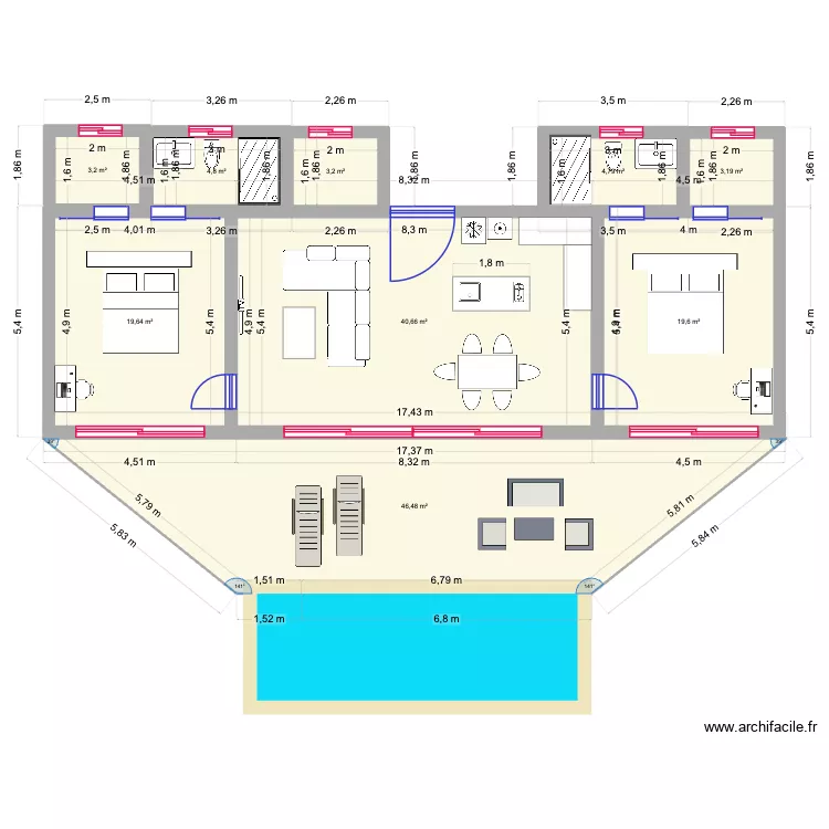 House KPG. Plan de 9  et 146 m²