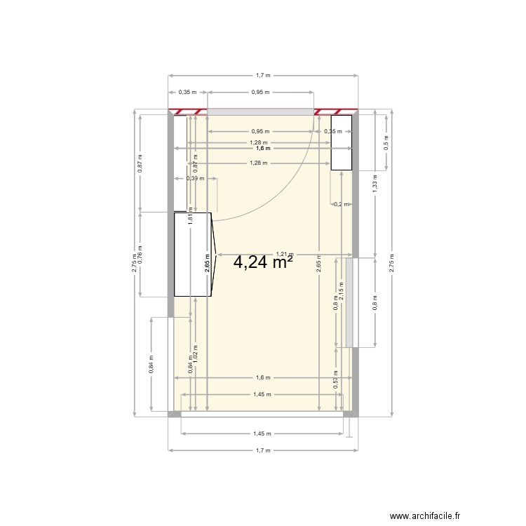 Hall. Plan de 1 pièce et 4 m2