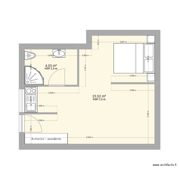 Garage. Plan de 2 pièces et 28 m2