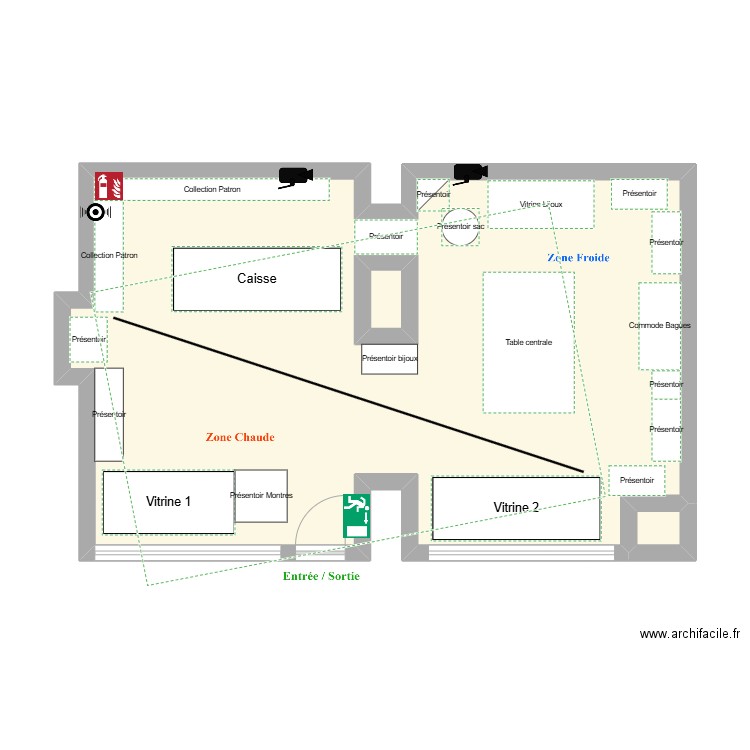 Plan Boutique. Plan de 3 pièces et 54 m2