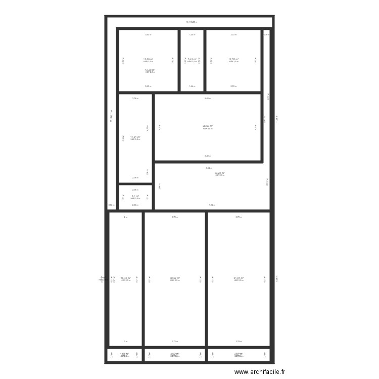 Felina. Plan de 15 pièces et 194 m2