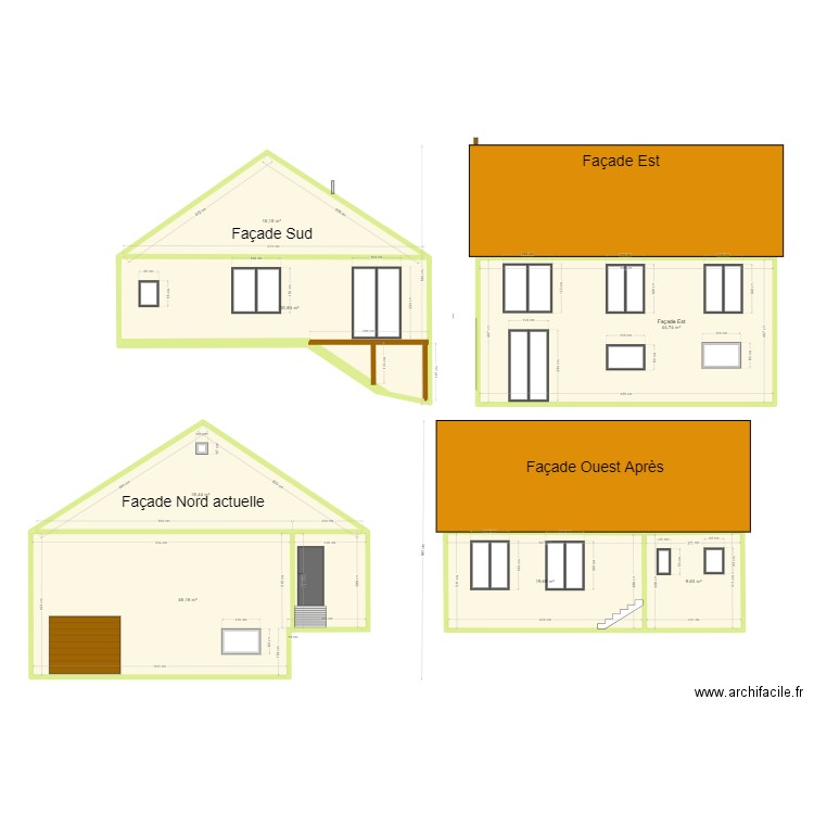 Plan de facade et toiture . Plan de 0 pièce et 0 m2