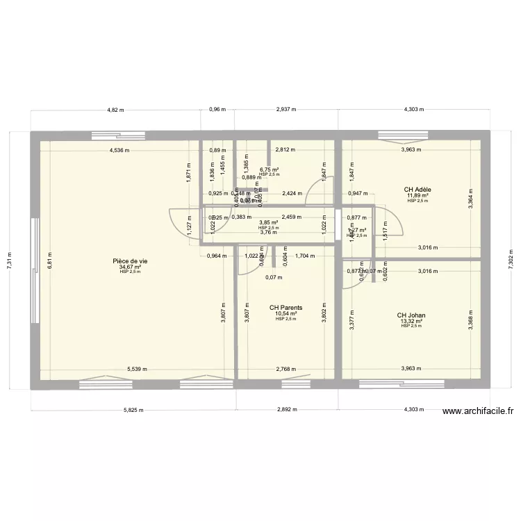 plan final 1026. Plan de 7 pièces et 82 m² plan final 1026. Plan de 7 pièces et 82 m²