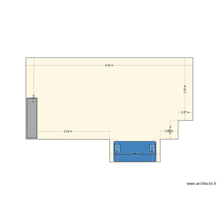 BUREAU CADRES 2025. Plan de 1 pièce et 21 m2