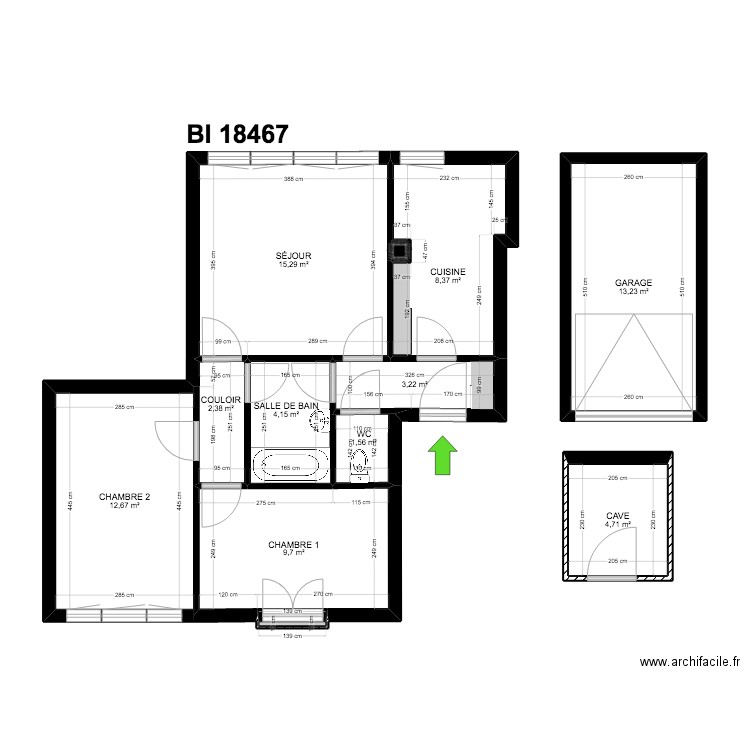 BI 18467. Plan de 12 pièces et 75 m2