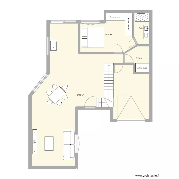 RDC + Agrandissement ter. Plan de 2 et 89 m² RDC + Agrandissement ter. Plan de 2 et 89 m²