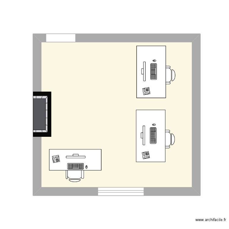 bureau local 3. Plan de 1 pièce et 20 m2