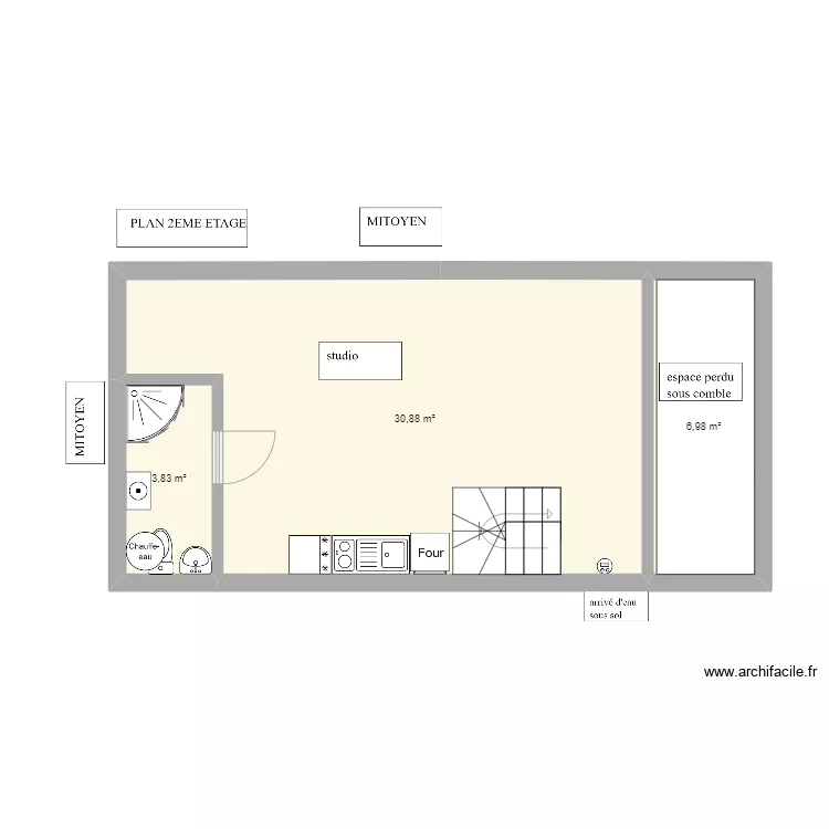 2 PIECE 2EME etage. Plan de 