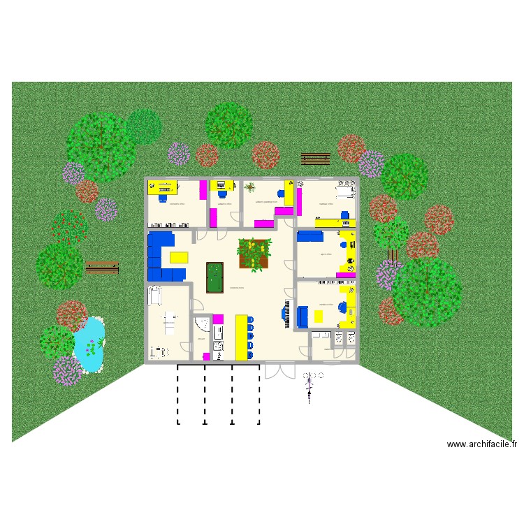 english office. Plan de 12 pièces et 250 m2