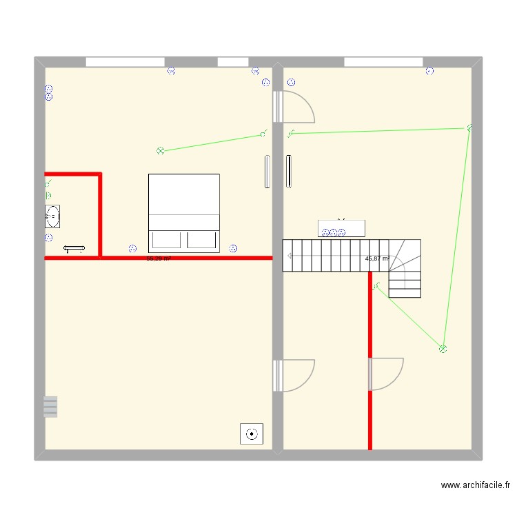 Alex RDC. Plan de 2 pièces et 101 m2