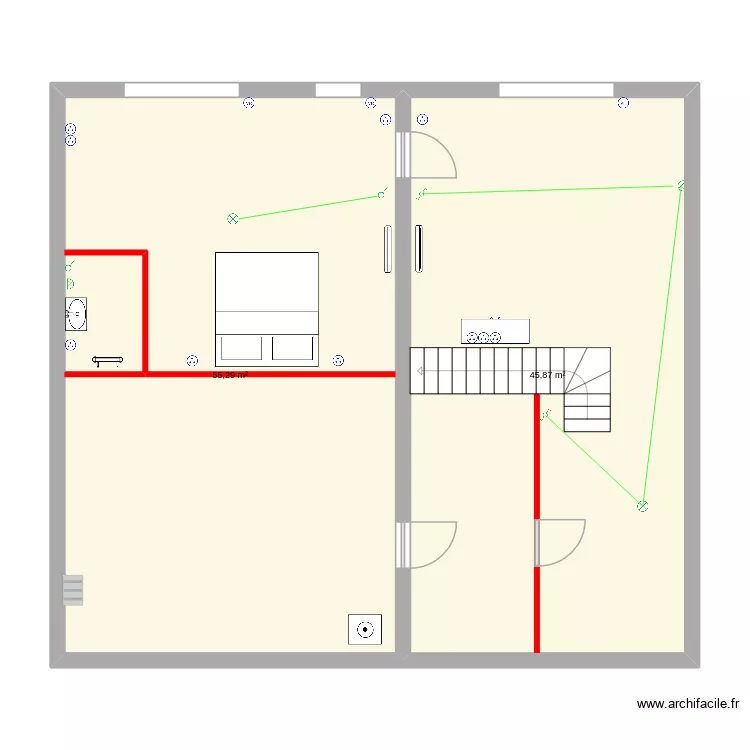 Alex RDC. Plan de 2  et 101 m²
