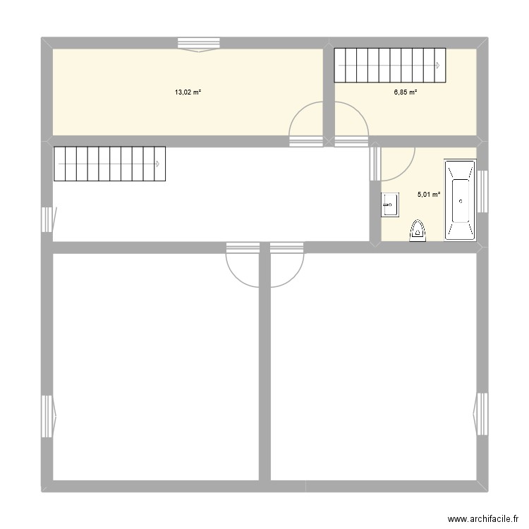 r+1. Plan de 3 pièces et 25 m2