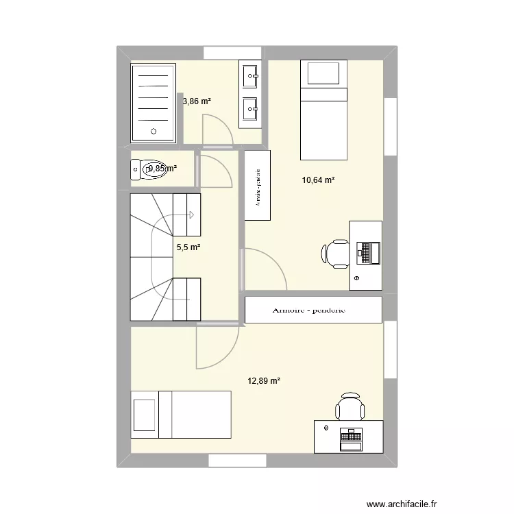 1er niveau. Plan de 5 et 34 m² 1er niveau. Plan de 5 et 34 m²