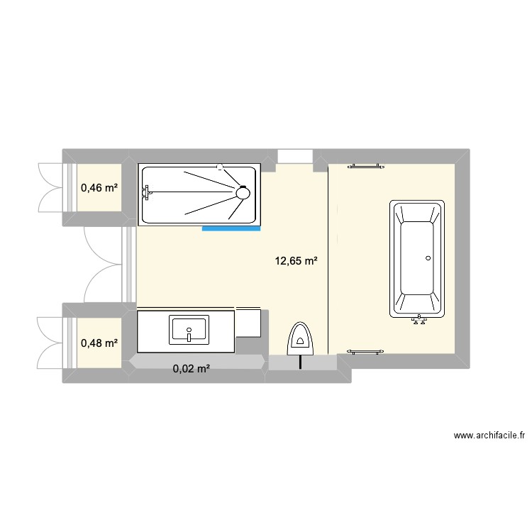 BATHROOM - KIDS SUITE. Plan de 4 pièces et 14 m2