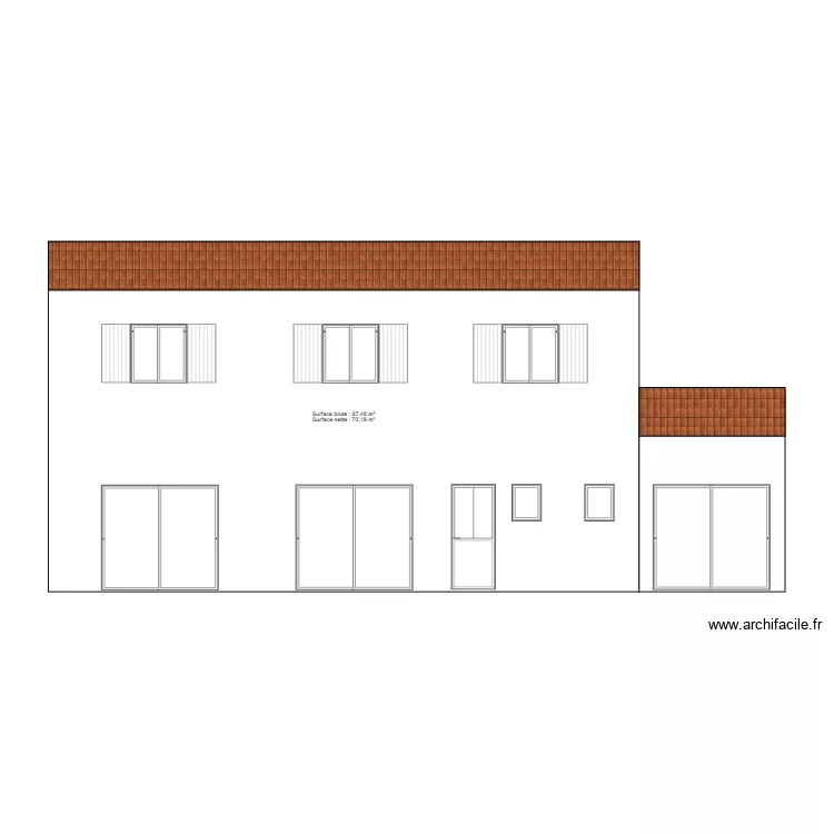 Fa&ccedil;ade Sud 1. Plan de 