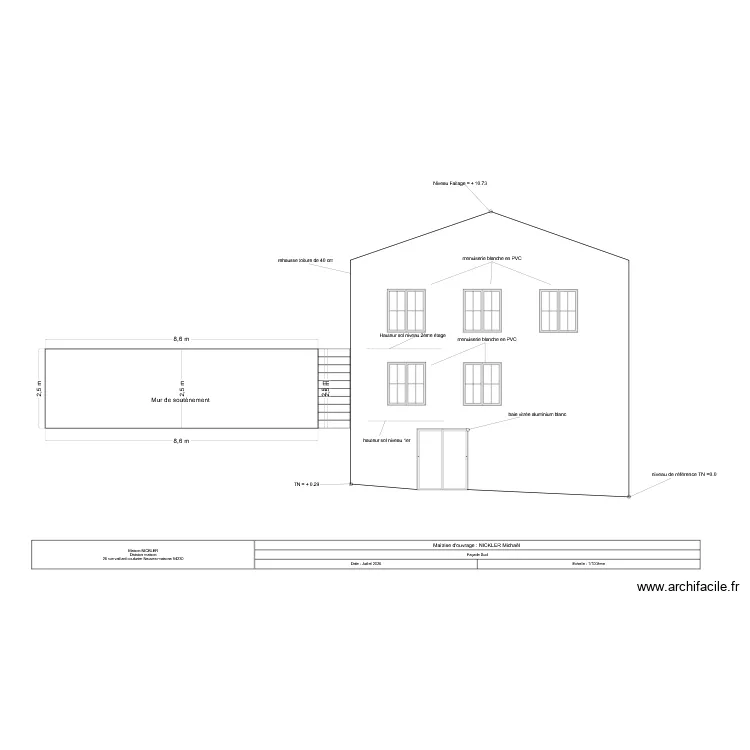 PCMI 5 fa&ccedil;ade Sud. Plan de 