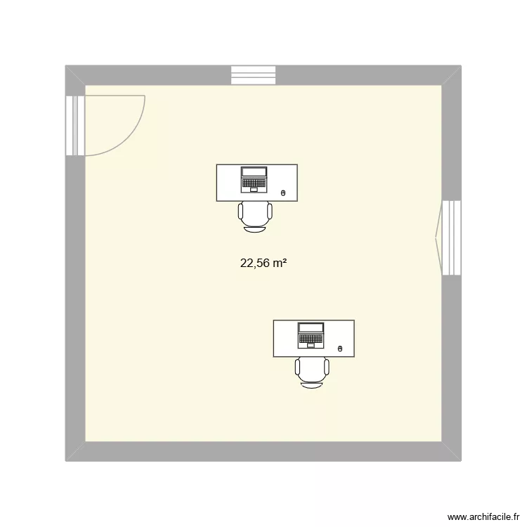 Bureau de Cynthia. Plan de 1 et 23 m² Bureau de Cynthia. Plan de 1 et 23 m²
