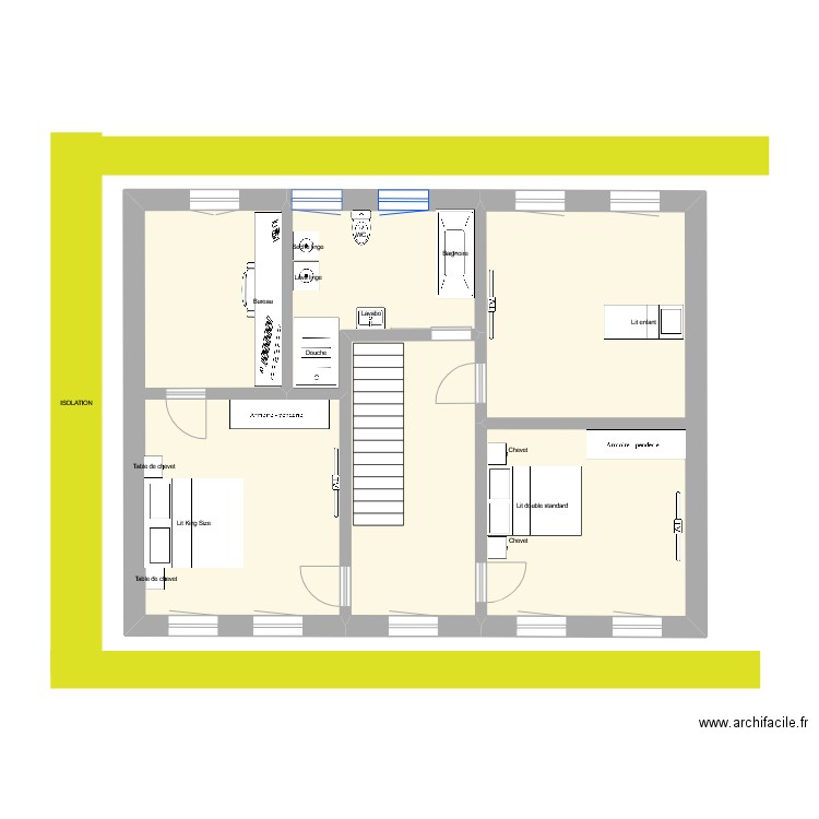 Etage-Fred. Plan de 3 pièces et 82 m2