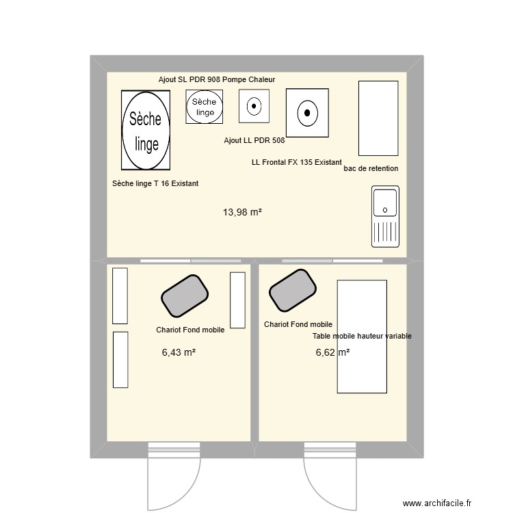Projet Lingerie LPA Yvetot. Plan de 3 pièces et 27 m2