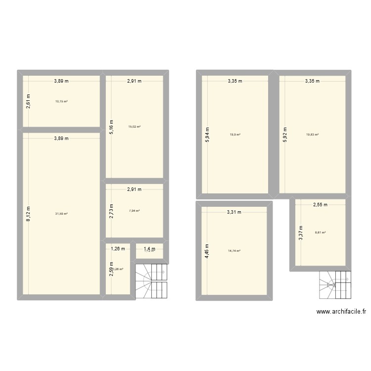 MAISON. Plan de 10 pièces et 132 m2
