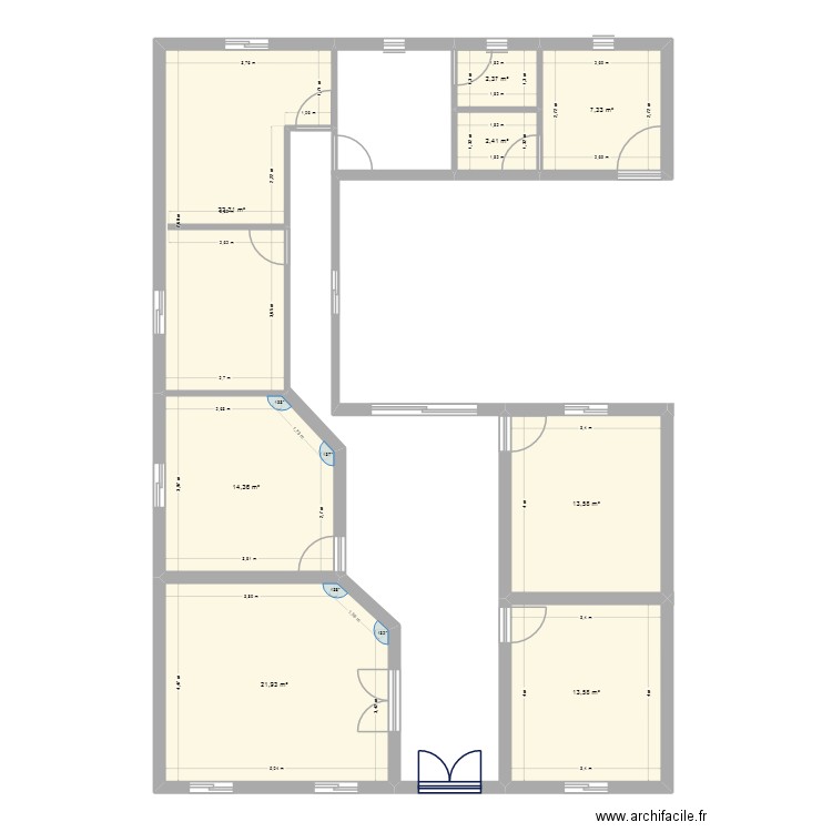 rach. Plan de 8 pièces et 98 m2