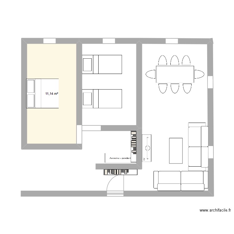 arezki. Plan de 1 pièce et 11 m2