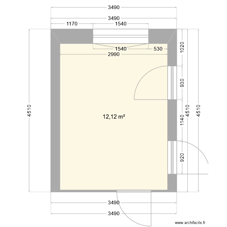 Cuisine. Plan de 1 pièce et 12 m2