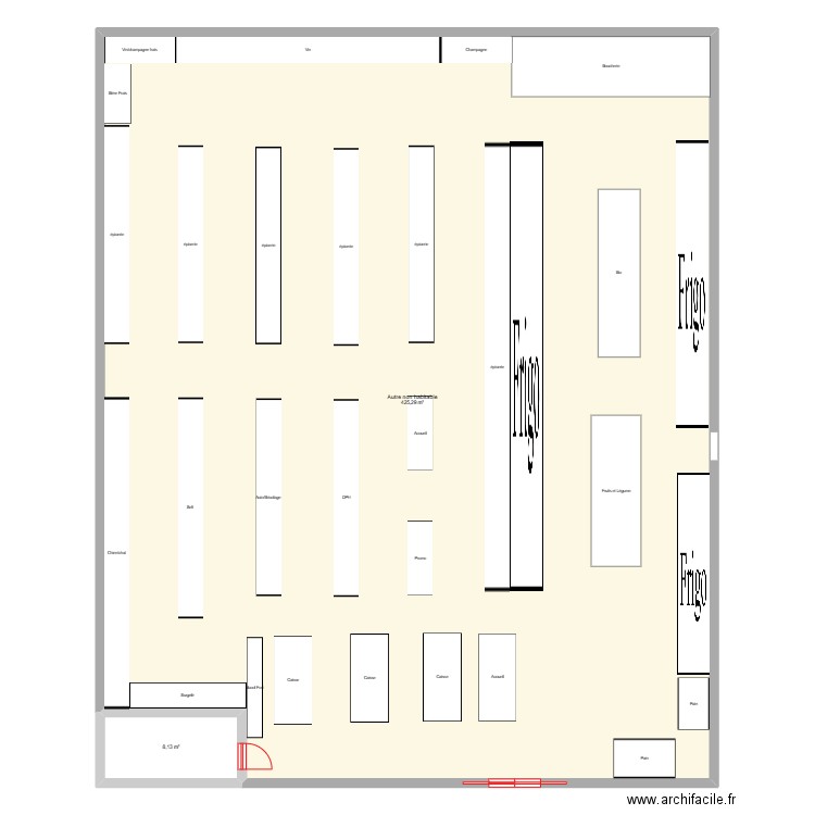 Carrefour Contact. Plan de 2 pièces et 433 m2