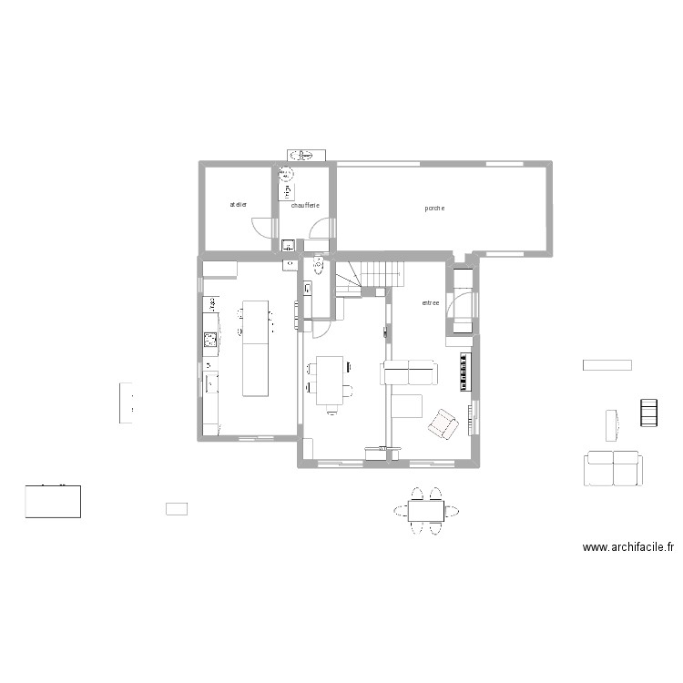 Maison_v23_vide. Plan de 7 pièces et 118 m2