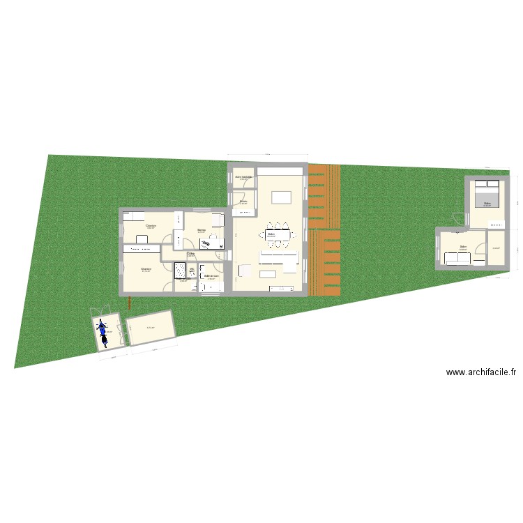 Echoppes. Plan de 11 pièces et 109 m2