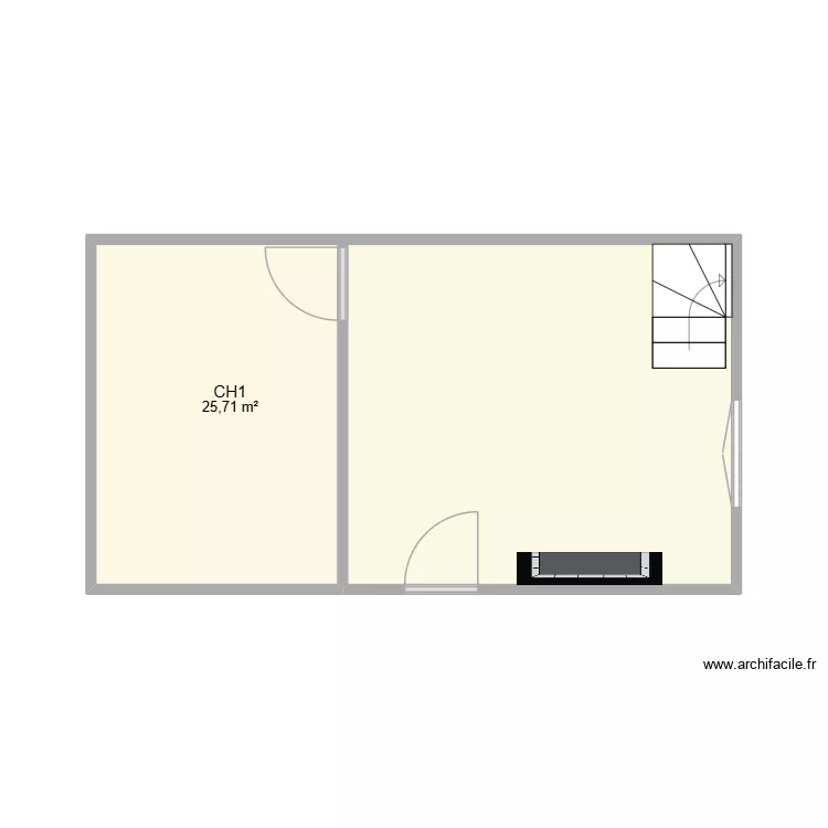RDC MAISON. Plan de 1  et 26 m²