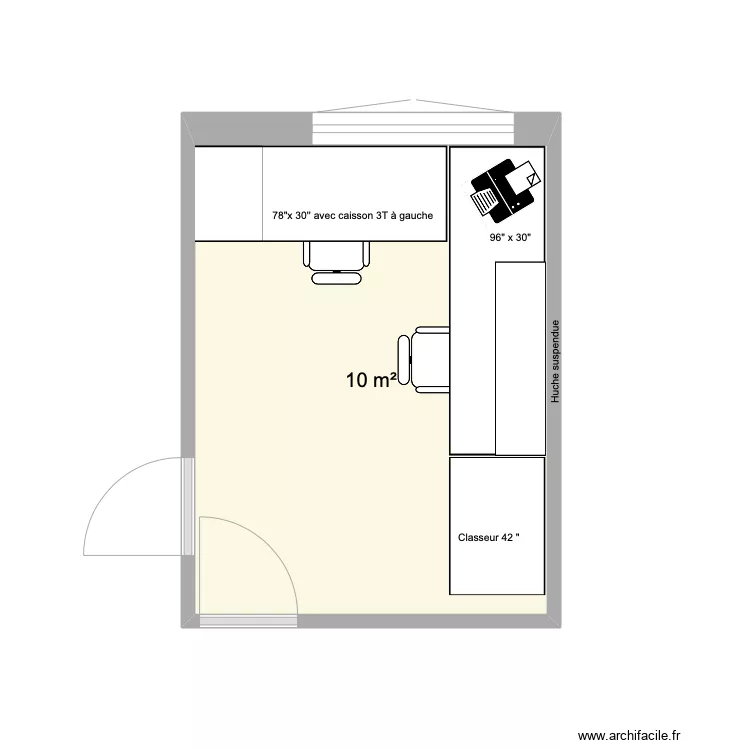 Bureau droit. Plan de 