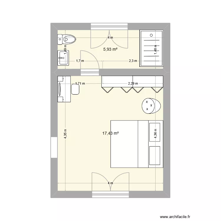 studio fontvieille. Plan de 2 et 23 m² studio fontvieille. Plan de 2 et 23 m²