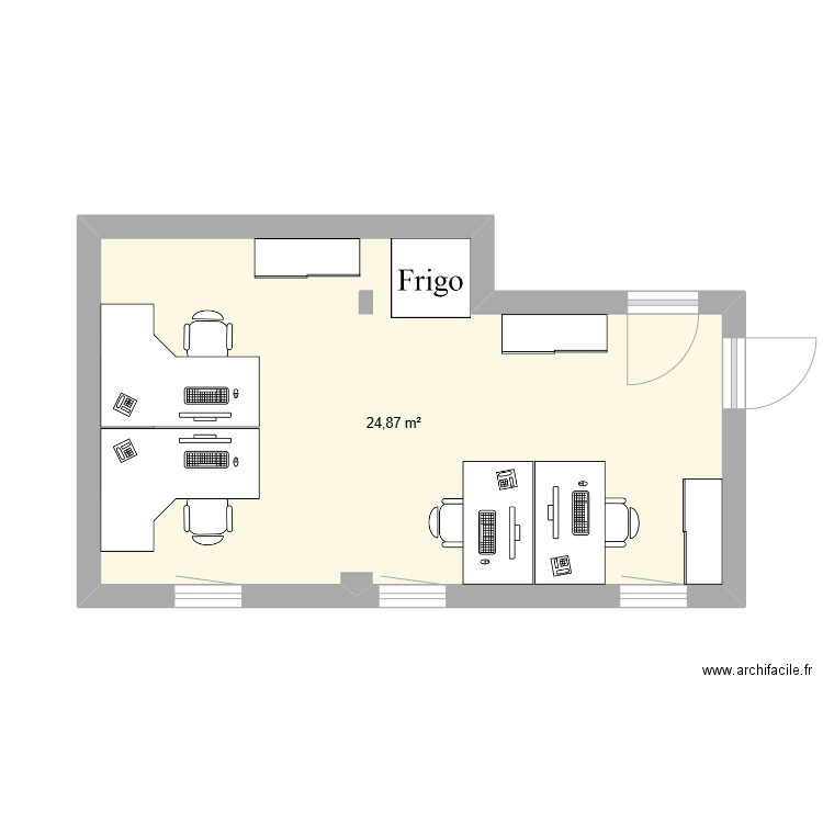BUREAU. Plan de 1 pièce et 25 m2