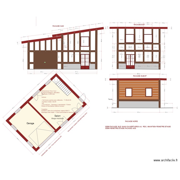 PLAN GARAGE OSSATURE BOIS ST SULPICE 4. Plan de 25 pièces et 113 m2