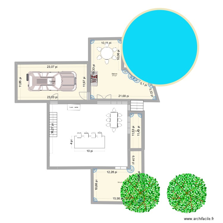 Agrandissement plus grand. Plan de 4 pièces et 73 m2
