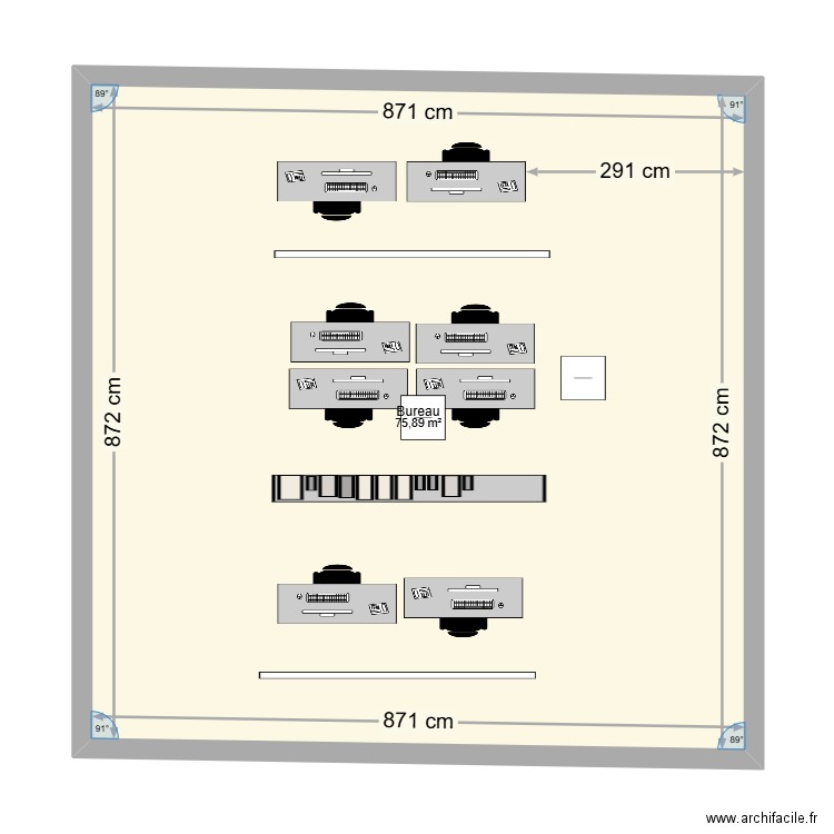 DCH. Plan de 1 pièce et 76 m2