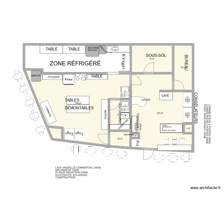 C1 MARIEVILLE-PIZZA PROJET. Plan de 7  et 77 m²